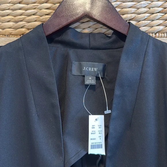 NWT J. Crew Black Going Out Blazer Gramercy Twill Open Front BK027, 8 - Picture 4 of 9